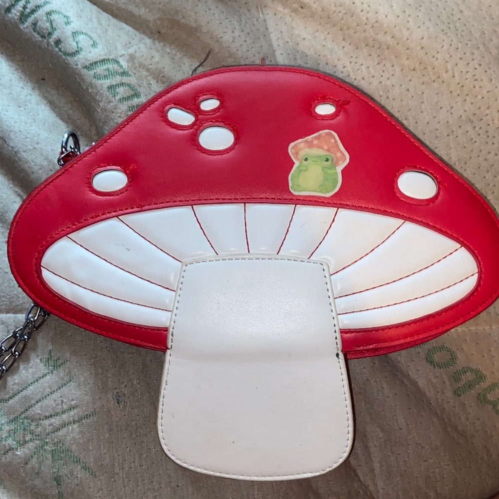 Cute mushroom chain purse with a extended limited of space!